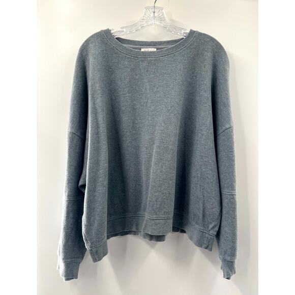 Wrap London Women's Gray Solid Cotton Dolman Sleeve Pullover Sweatshirt Size 16 - Picture 1 of 9